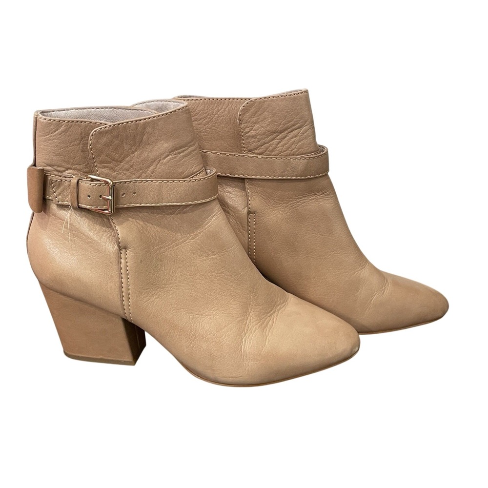 Kate Spade Ankle Boots Women 10M‎ Tan Leather Bow Block Heel Shoes